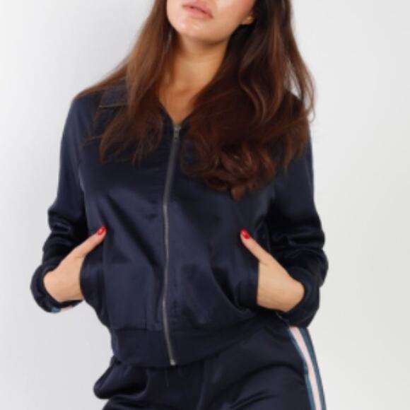 Navy Multicolor Stripe Detail Zip-Up Front Sports Jacket - Picture 4 of 16